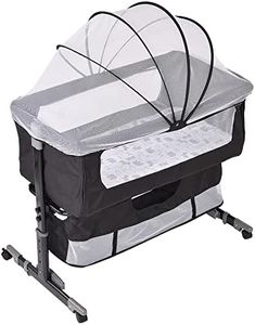 WODFARR Lit Cododo Bébé 2 en 1, Berceau Cododo avec Matelas et Moustiquaire, Berceau Bébé, Capacité de Charge 50KG, Réglage de la Hauteur (93 * 57 * 71-88cm, Noir)