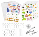 ilauke Shrink Plastic Sheets, 156 Pcs Heat Shrinkies Kit includes 20 Sheet A4 Shrinky Dink Paper, Keyring Making Kit for Kids with Keychains Accessories, Shrink Film for Painting Art Paper Crafts