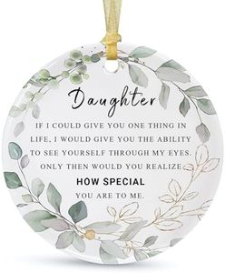 Daughter Ornaments Gift from Parents 2024 ，Christmas Ornament for Daughter Forever Pendant from Mom Dad，Best Daughter Ever Gift Ceramic Xmas Tree Decorations with Gift Box