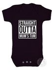 Baby Moo's Funny Baby Grow STRAIGHT OUTTA Mum's Tum | Boys or Girls | NWA Inspired Hip Hop Rap Baby Vest/Bodysuit - Baby Gift, 1st Baby Gifts or Unisex Baby Clothes UK (3-6 months)