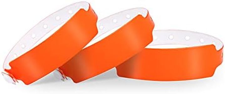 Wristall Neon Orange Plastic Wristbands 100 Pack - Colored Wristbands for Events, Vinyl Wrist Bands of Party Custom Plastic Bracelets Wristbands Waterproof Wrist Bands Arm Bands for Events Concerts