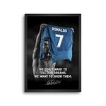 LAMRON Ronaldo Dream Quotes Wall Decoration Art Framed Poster, 8 Inch x 12 Inch, Glass with 0.5 Inch Black Wooden Frame