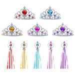 Aomig Princess Dress Up Accessories Set, 10 Piece Elsa Costume Jewellery Toys with Princess Crown Tiara and Magic Wand, Elsa Princess Dress Up for Girls Birthday Party Halloween Cosplay