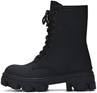 Cape Robbin Chrisley Combat Boots for Women - Black Platform Boots Lace Up High Tops, Ankle Booties for Women - Black Size 10