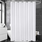 UFRIDAY White Extra Long Shower Curtain 72 x96 inch, Hotel Fabric Machine Washable Shower Curtain Liner Waterproof Repellent Modern Home Shower Curtain