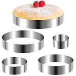 5 Pieces Round Cake Ring Set 4/6/8/10/12 Inch Biscuit Cutter Circle Cookie Cutters Cake Mold Stainless Steel Pastry Ring for Baking Mousse Pancake Tart Muffin, 5 Sizes