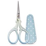 Hisuper Embroidery Scissors Set with Leather Sheaths for Sewing Crafting, Art Work, Threading, Needlework DIY Tools Dressmaker Small 3.6 inch Shears Cross Stitch Knitting Scissor