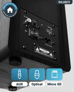 MAJORITY D40X Bluetooth Bookshelf Speakers – Wireless Stereo Audio