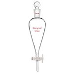 StonyLab PTFE Stopcock Separatory Funnel 125ml, Borosilicate Glass Heavy Wall Conical Pear-Shaped Separatory Funnel Separation Funnel with 24/29 Joint