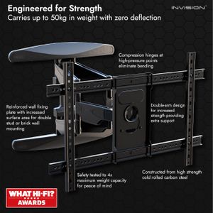 Invision Ultra Strong TV Wall Bracket – Double Arm Tilt & Swivel, 37-75"
