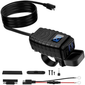Thlevel Cargador USB Motocicleta 36W QC 3.0 Toma USB Impermeable 12V / 24V Coche Carga Rápida con Interruptor y Voltímetro LED para SUV Marino Barcos