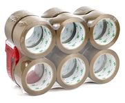 BOMEI PACK Brown Packing Tape Refills, Heavy Duty 12Rolls with 1 Dispenser for Packaging, Shipping and Moving, 2.4Mil 1.88 Inch x 60 Yard