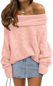 LILLUSORY Off The Shoulder Sweater Tops Oversized Stay Put Neckline Ultra Soft Perfect for Going Out Date Nights Casual Evenings Pink XS