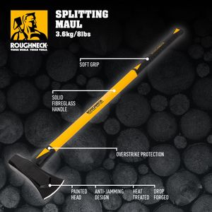 Roughneck 8lb Log Splitting Maul – Heavy Duty Wood Axe