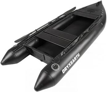Oryxearth 10.8ft Inflatable Dinghy Boat for Adults, Portable Fishing Kayak Raft with Inflation Accessory, Aluminum Alloy Seat, Paddle, Fin – Black, Lightweight for Lake River Ocean