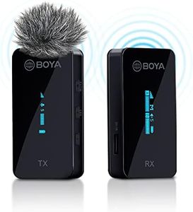 BOYA BY-XM6 2.4GHz Adaptive Frequency Hopping Wireless Lavalier Microphone Kit, 328ft Barrier-Free Transmission, 7 Hours Battery Life, OLED Display, Built-in Mic & External Lapel Mic