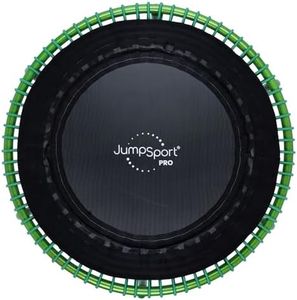 JumpSport 350 PRO Fitness Trampoline, Cardio Workout, No-Tip Arched Legs Home Gym Equipment with Adjustable Bungees & 60 Day Trial Video, 39", Green