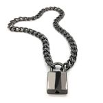 Succuba Padlock Necklace Chain Collar Choker with Two Keys and Box for Women, Men and Pet, Metal