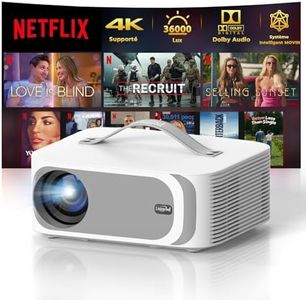 Videoprojecteur 4K【App Intégrée/Dolby Audio】 1080P Natif 36000Lux Projecteur Video, avec Movin, 4D/4P Keystone, Focus Électrique, WiFi6, Bluetooth Lisowod Retroprojecteur Portable pour Home Cinéma