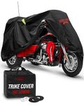 Badass Moto Ultimate for Harley Trike Cover Waterproof Motorcycle Cover - Heavy Duty Motorcycle Cover Fits Harley Davidson Trike, HD Trike Cover for Harley Davidson Tri Glide Accessories