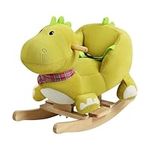 WOLTU Baby Rocking Animal, Plush Dinosaur Rocking Chair, Rocker with Wooden Base, Infant Ride-on Toy, Gift for Birthday or Christmas, Green Seat with Safety Belt, High Sides and Handles