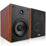 6.5" Home Wooden Bookshelf Speakers, 240W Max Power, 1” Silk Dome Tweeter and Aluminum Voice Coils, Pair, Gold Plated 5 Way Binding Post, Rubber Surrounds, Beautiful Wood Grain Finish