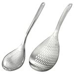 Suwimut 2 Pack Skimmer Slotted Spoon, 13.6 Inch/35cm Stainless Steel Skimmer Ladle Spoon Spider Strainer with Handle and Hanging Holes, Fryer Scoop Kitchen Colander for Cooking, Draining and Frying