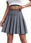 Milumia Women Pleated High Waisted Short Skirt Side Zipper A Line Tennis Skirt Grey Small