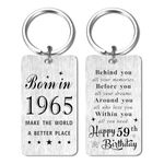 Gezxin Happy 59th Birthday Gifts for Women Men- 59 Year Yr Old Birthday Keychain for Him Her Male Female- Personalized 1965 Birthday Bday Presents for Man Woman