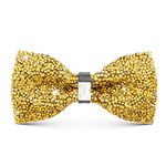 Youteer Rhinestone Bow Ties for men, Adjustable Length Sequin Pre-Tied Bow Ties with Rose Brooch for Wedding and Party, A-Gold