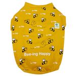 WAGZY Yellow Bee-Ing Happy Printed T-Shirts For Puppies, Kitten, Dogs & Cats (10"-Xxs), Pack Of 1