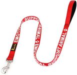 Plutus Pet Emotional Support Animal Leash with Soft Neoprene Padded Handle,Printed in Large Letters on Both Sides,4ft Long,Red,5/8" Wide for Small Dogs