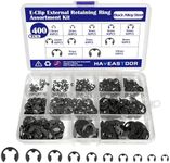 HayEastdor 400PCS 10 Size E-Clips Assortment Kit Black Alloy Steel E Clip Circlip External Retaining Ring Washer Includes Sizes 1.5mm-10mm HE002