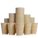 Rokoo Disposable Ripple Paper Cup Biodegradable Hot Cups Insulated Corrugated Sleeve Wall Paper Tea Coffee Cups for Cocktail Cold Drink Juice Paper Cups Home,Office,Party 200 ml (Pack of 200 Pcs)