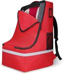 LARIPOP Car Seat Travel Bag for Airplane,Infant Seat Travel Bag with Shoulder Strap,Padded Car Seats Backpack with Reflective Stripes,Large Carseat Carrier Bag Travel Car Seat Cover, Red
