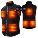 ARRIS Heated Vest for Men, Size Adjustable 7.4V Battery Powered Electric Body Warm Gilets 8 Heating Panels for Hiking Camping Fishing Black