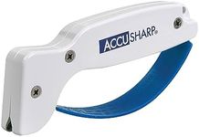 AccuSharp Knife Sharpener, Ergonomic Comfortable Handle, Compact & Easy to Use, Restore and Hone Straight & Serrated Knives, White