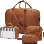 Wogarl 4PCS Leather Weekender Bag f