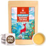 WT WEETEE Organic Rosehips Tea Bags, Made with 100% Natural & Pure Crushed Rose Hips, Natural Caffeine-free Herbal Tea 2g x 100 Counts