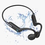 Johiear Bone Conduction Headphones For Swimming, Bluetooth Earbuds Waterproof Wireless Headphones Built-in 32GB Ultra Light Headset for Swimming Running Sports Driving (x6 bone black)