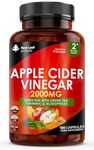 Apple Cider Vinegar Capsules 100% Pure ACV 2000mg - Added Probiotic with Green Tea,Turmeric & Black Pepper - 2 Months Supply - Tasteless & Vegan - Not ACV Gummies or Tablets - UK Made