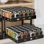 ZDDLOINP Spice Rack Organizer for Cabinet, Pull Out Spice Rack 2 Tier, Adjustable Height, Heavy Duty Sliding Spice Rack Fits Spices, Sauces, Canned Food, W13.8* D10.8*H9.2 Inch