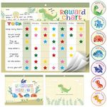 Magnetic Reward Chart for Kids at Home, Behavior Chart Pad with 26 Chore Charts, 1680 Star Stickers, 84 Motivational Stickers to Motivate Responsibility & Good Habits (Dinosaur)