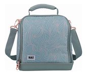 BUILT Insulated Lunch Bag with 'The Mindful' Design, Polyester, Grey/Pale Pink, 18.5 x 24 x 26 cm
