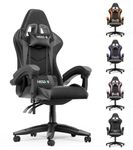 Racingreat Gaming Chair,Ergonomic Gaming Chair for Adults, Height Adjustable Reclining Computer Game Chair Comfortable with Headrest and Lumbar Support (Without Footrest, Grey)