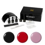 Bluesky Gel Nail Polish Starter Kit - UV LED Lamp, 3 Colors, Cleanser, Base & Top Coat, Nail File