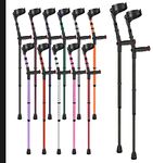 Ossenberg Soft Grip Closed Cuff Double Adjustable Crutches - Textured Black - Pair | Height Adjustable Elbow Crutches for Men Women Adults Arthritis Soft Comfy Handle Forearm Ergonomic