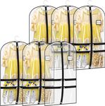 MISSLO 6 Packs Clear Dance Costume Bag with 4 Pockets 40" Kids Garment Bags for Dancers Travel and Dance Competition, Hanging Clothes Storage for Suit, Dress, Uniform Cover, Black