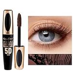 Brown Mascara 5D Silk Fiber Mascara Volume and Length, Waterproof Smudge-Proof Curling Mascara Brown, Natural Brown Mascara Long Lasting All Day Thickening Mascara