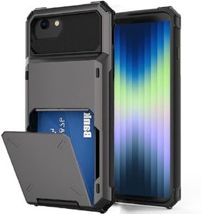 for iPhone 8 case, iPhone 7/6/6S case, iPhone SE 2020 Case with Card Holder[Store 5 Cards] Wallet Case, Hidden Card Slot Heavy Dual Layer Shockproof Protective Phone Cover for iPhone 8/7/6/6S/SE,Grey